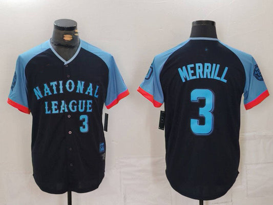 S.Diego Padres #3 Jackson Merrill Player Navy Game Jersy All Star Limited Stitched Baseball Jerseys