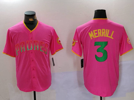 S.Diego Padres #3 Jackson Merrill Pink Player Fashion Baseball Jerseys