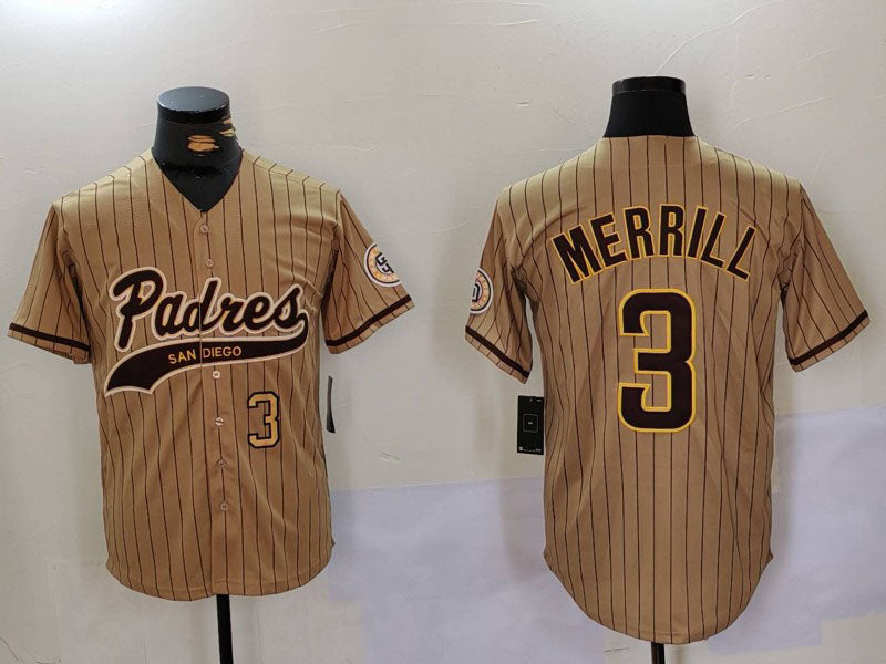 S.Diego Padres #3 Jackson Merrill player Cool Base Stitched Baseball Jerseys