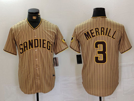 S.Diego Padres #3 Jackson Merrill Player Jersey Cool Base Stitched Baseball Jerseys