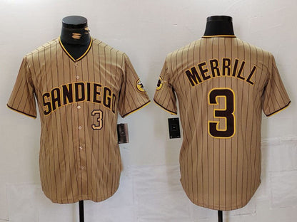 S.Diego Padres #3 Jackson Merrill Player Game Jersey Cool Base Stitched Baseball Jerseys