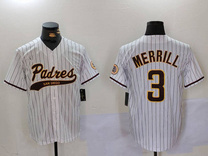 S.Diego Padres #3 Jackson Merrill White Player Jersey Cool Base Stitched Baseball Jerseys