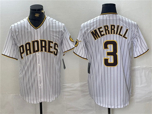 S.Diego Padres #3 Jackson Merrill White Cool Base Stitched Baseball Jerseys Player Game Jersey