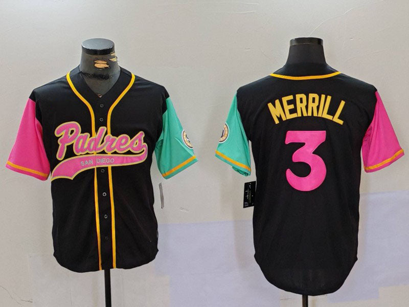 S.Diego Padres #3 Jackson Merrill Black Player City Connect Cool Base Stitched Baseball Jerseys