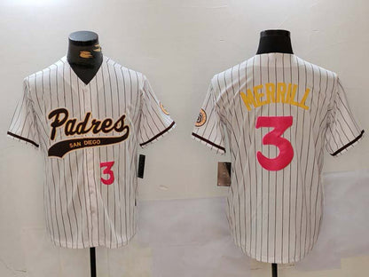 S.Diego Padres #3 Jackson Merrill white Cool Base Stitched Baseball Jerseys Player Jersey