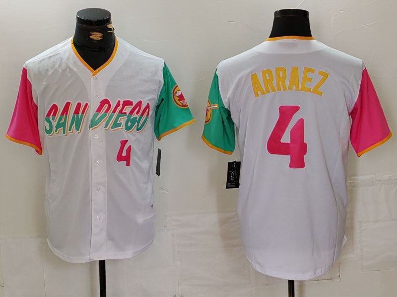 S.Diego Padres #4 Luis Arraez Player White City Connect Cool Base Stitched Baseball Jerseys