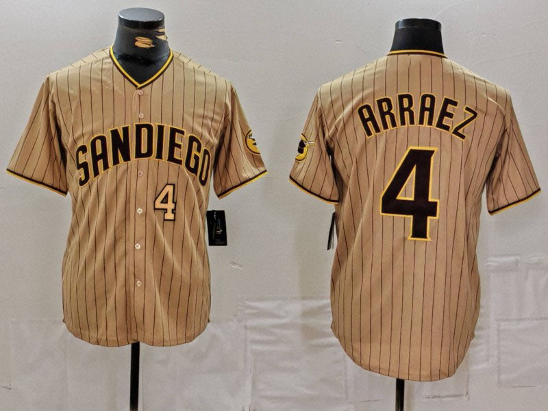 S.Diego Padres #4 Luis Arraez Player Game Jersey Tan Cool Base Stitched Baseball Jerseys