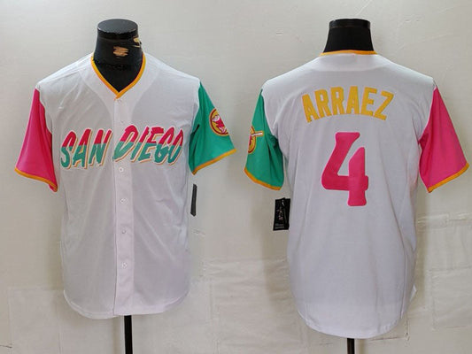 S.Diego Padres #4 Luis Arraez White Player Game Jersey Stitched Baseball Jerseys