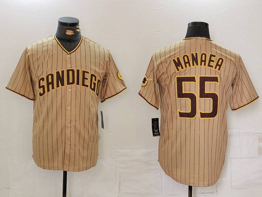 S.Diego Padres #55 Sean Manaea Player Jersey Khaki Cool Base Stitched Baseball Jerseys