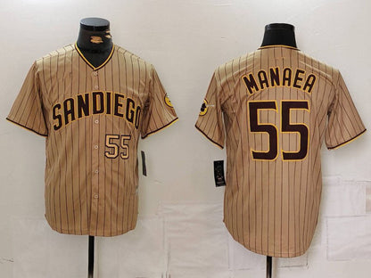 S.Diego Padres #55 Sean Manaea Khaki Cool Base Stitched Baseball Jerseys Player Jersey