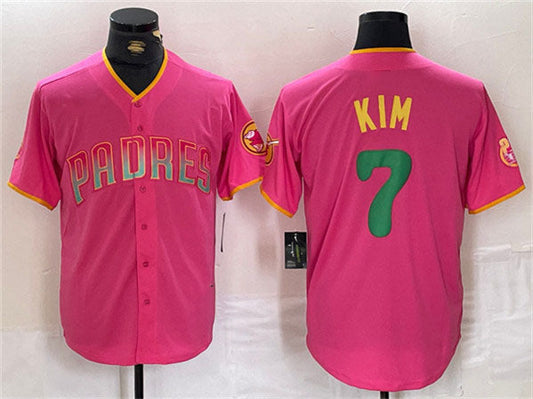 S.Diego Padres #7 Ha-Seong Kim Player Pink Cool Base Stitched Baseball Jerseys