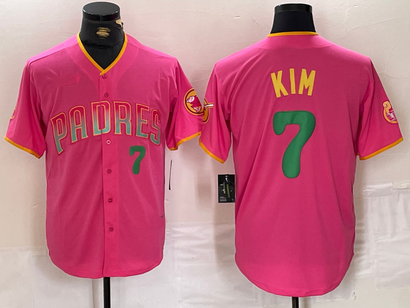 S.Diego Padres #7 Ha Seong Kim Pink Player Number Fashion Baseball Jerseys