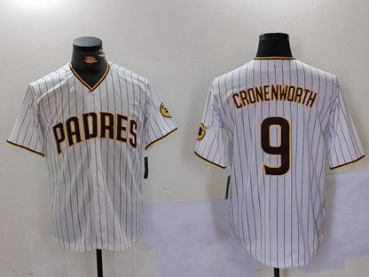 S.Diego Padres #9 Jake Cronenworth Player White Team Logo Stitched Cool Base Baseball Jerseys