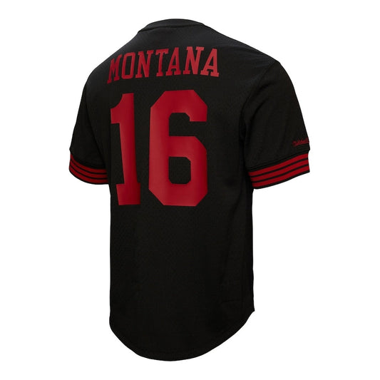 SF.49ers #16 Joe Montana Mitchell & Ness Black Retired Player Mesh Top American Football Jersey