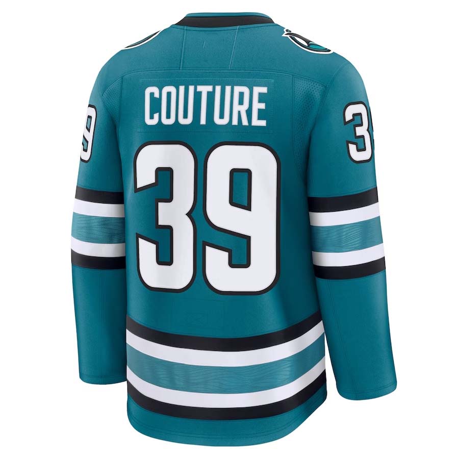 SJ.Sharks #39 Logan Couture Player Fanatics Home Premium Jersey - Teal Stitched American Hockey Jerseys