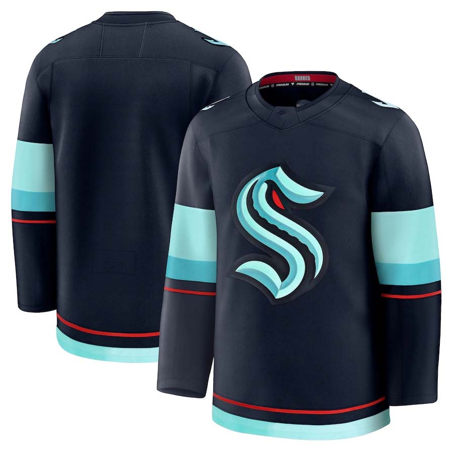 S.Kraken Fanatics Blank Player Premium Game Jersey - Deep Sea Blue Stitched American Hockey Jerseys