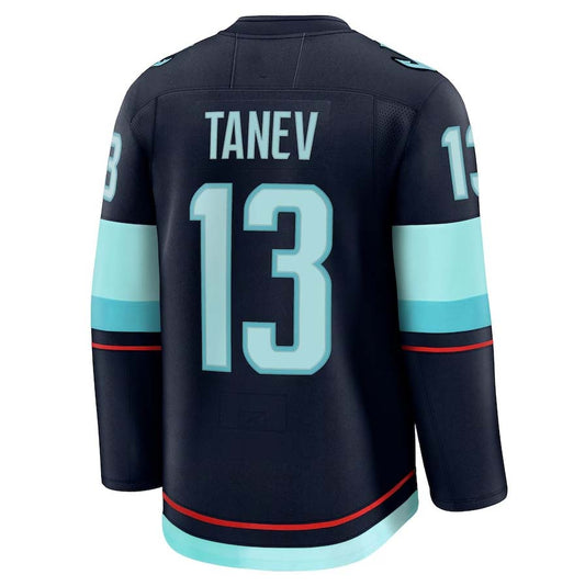 S.Kraken #13 Brandon Tanev Fanatics Player Premium Game Jersey - Deep Sea Blue Stitched American Hockey Jerseys