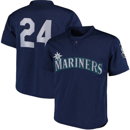 S.Mariners #24 Ken Griffey Jr. Player Jersey Cooperstown Collection Mesh Batting Practice Jersey - Navy Baseball Jerseys