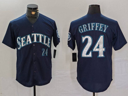 S.Mariners #24 Ken Griffey Jr Player Navy Cool Base Stitched Baseball Jersey