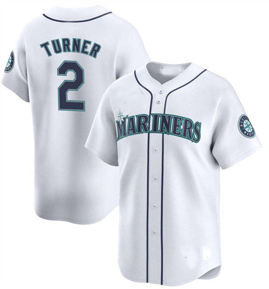 S.Mariners #2 Justin Turner White Limited Stitched Baseball Jerseys Player Game Jersey