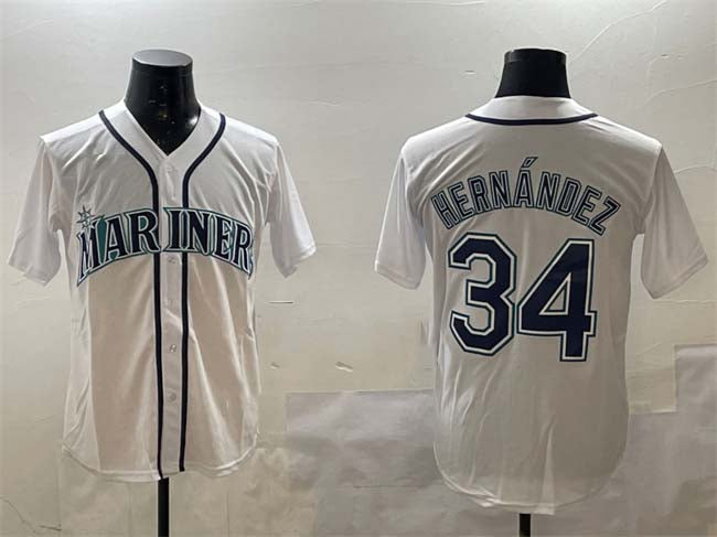 S.Mariners #34 Félix Hernández Player White Cool Base Stitched Baseball Jerseys