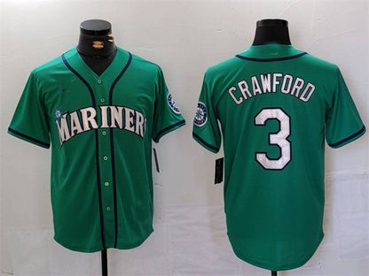 S.Mariners #3 J.P. Crawford Player Aqua Cool Base Stitched Baseball Jerseys