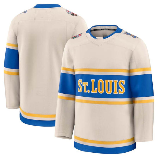 St.L.Blues Fanatics Winter Blank Player Game Jersey - Cream Stitched American Hockey Jerseys