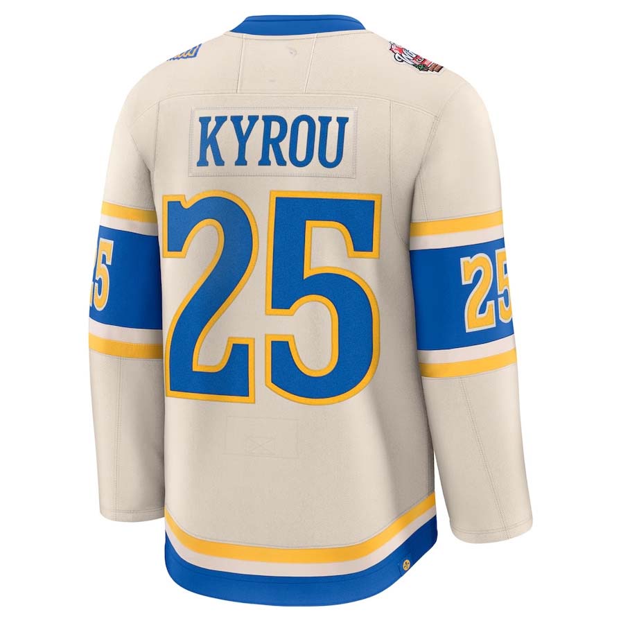 St.L.Blues #25 Jordan Kyrou Fanatics 2025 Winter Classic Premium Player Jersey - Cream Stitched American Hockey Jerseys