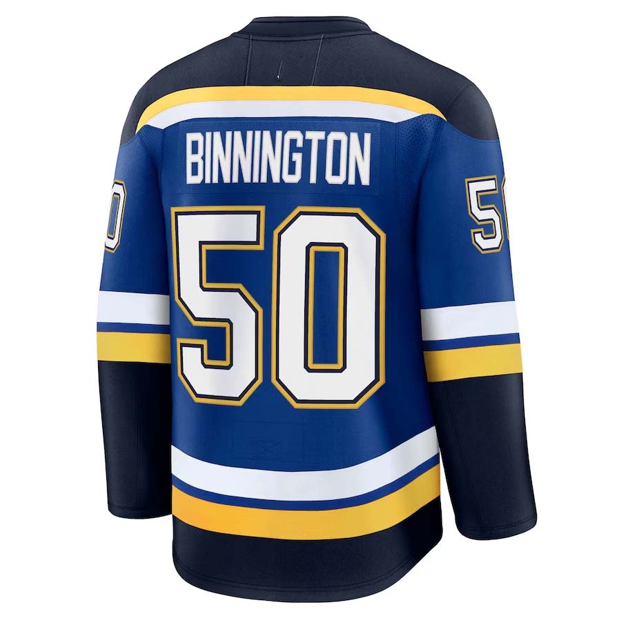 St.L.Blues #50 Jordan Binnington Player Fanatics Home Premium Jersey - Blue Stitched American Hockey Jerseys