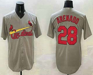 St.Louis.Cardinals #28 Nolan Arenado Player Grey Stitched Cool Base Baseball Jerseys