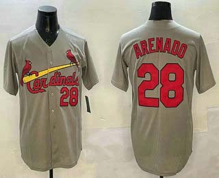 St.Louis.Cardinals #28 Nolan Arenado Grey Stitched Cool Base Baseball Jerseys Player Jersey