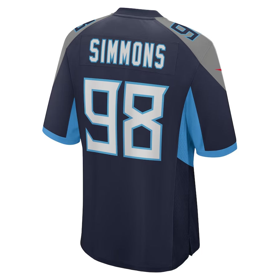 T.Titans #98 Jeffery Simmons Player Navy Game Stitched American Football Jerseys