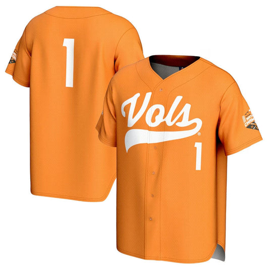 #1 T.Volunteers Player Baseball College World Series Champions Commemorative Fashion Jersey - Tennessee Orange College Jerseys