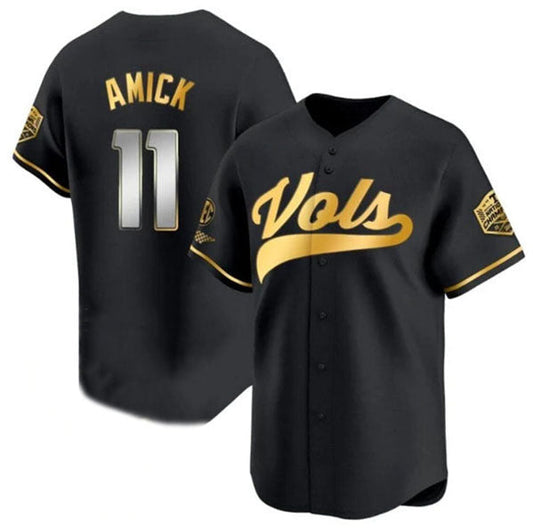 T.Volunteers #11 Billy Amick Player Black Gold Champions Vapor Limited Stitched American College Jerseys