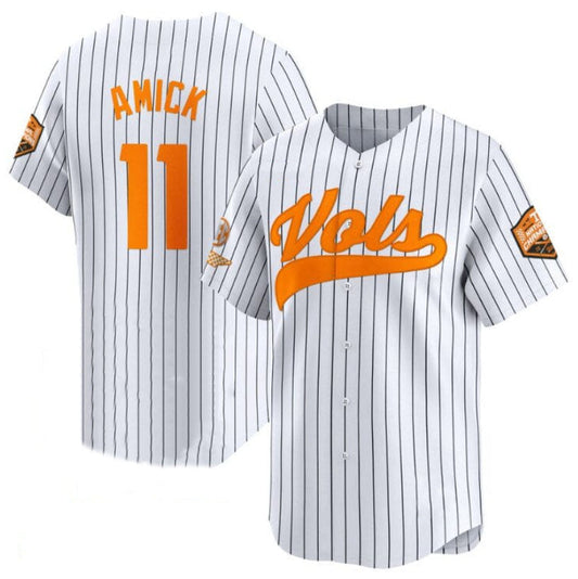 T.Volunteers #11 Billy Amick Player White Pinstripe Champions Vapor Limited Stitched College Jerseys