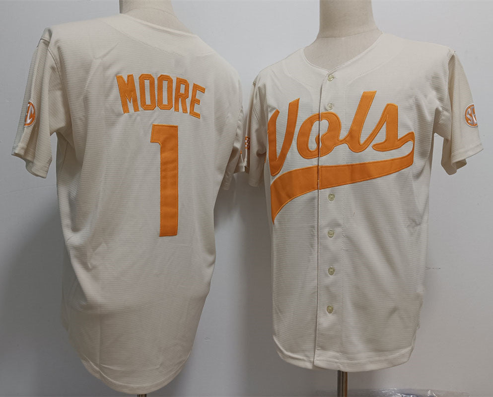 T.Volunteers #1 Christian Moore Player Jersey White Stitched American College Jerseys