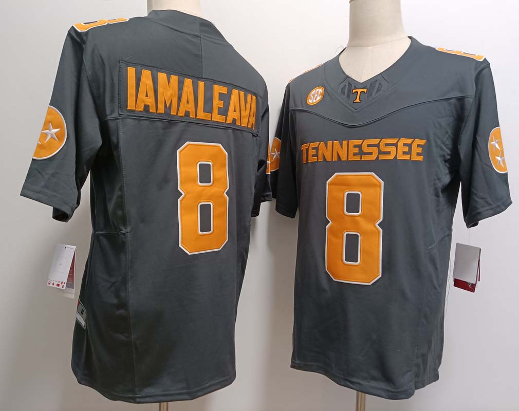 T.Volunteers #8 Nico Iamaleava Player Grey FUSE Stitched American College Jerseys