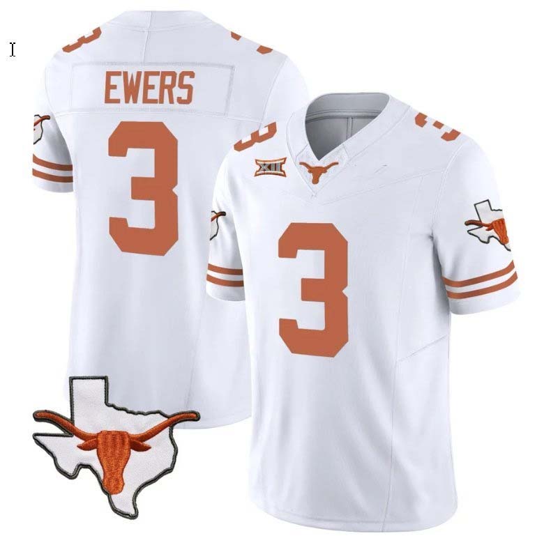 T.Longhorns #3 Quinn Ewers Player Vapor Limited White Stitched American College Jerseys