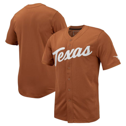 T.Longhorns Player Replica Full-Button Baseball Jersey - Brown American College Jerseys