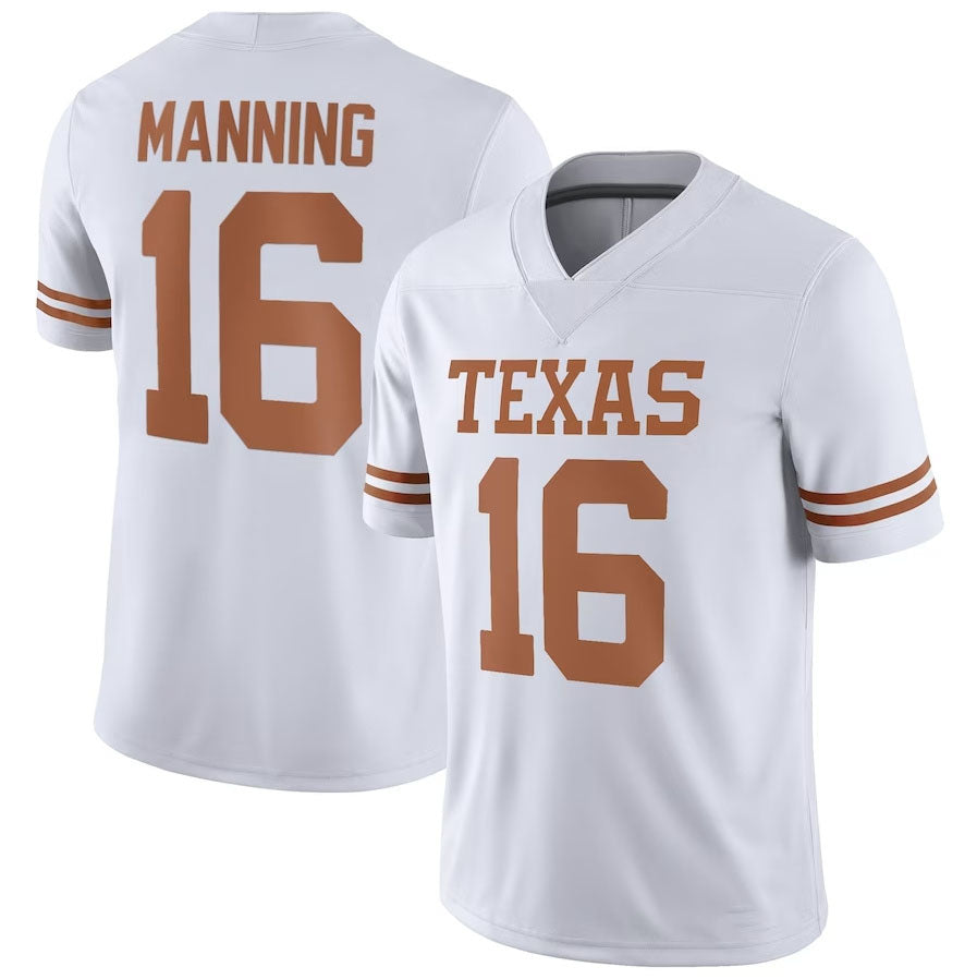 T.Longhorns #16 Arch Manning NIL Replica Player Football Jersey - White American College Jerseys