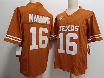 T.Longhorns #16 Arch Manning Player Game Jersey Orange F.U.S.E Stitched American College Jerseys