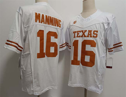 T.Longhorns #16 Peyton Manning Player Game Jersey White F.U.S.E Stitched American College Jerseys