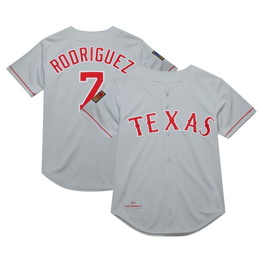 T.Rangers #7 Ivan Rodriguez Player Jersey 1994 Cooperstown Collection Authentic Dark Jersey - Gray Baseball Jerseys