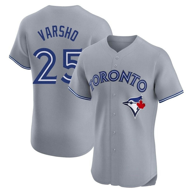 T.Blue Jays #25 Daulton Varsho Player Grey Cool Base Stitched Baseball Jerseys