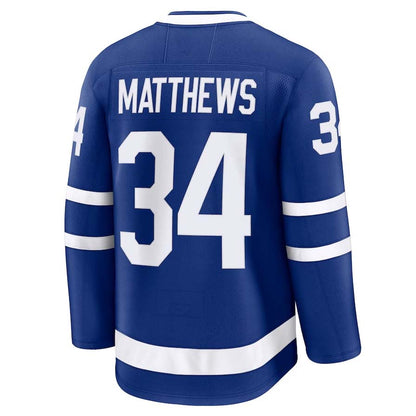 T.Maple Leafs #34 Auston Matthews Player Fanatics Captain Patch Home Premium Jersey - Blue Stitched American Hockey Jerseys