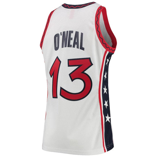 USA Basketball #13 Shaquille O'Neal Player 1996 Hardwood Classics Authentic Jersey - White American Basketball Jerseys