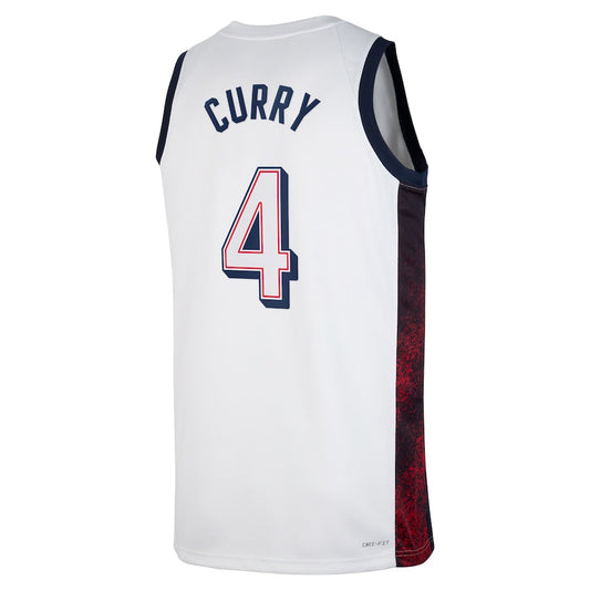 USA Basketball #4 Stephen Curry Unisex Swingman Player Jersey - White Stitched American Basketball Jersey