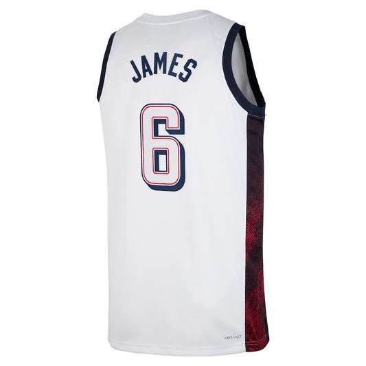 USA Basketball #6 LeBron James Unisex Swingman Player Jersey - White Stitched American Basketball Jersey