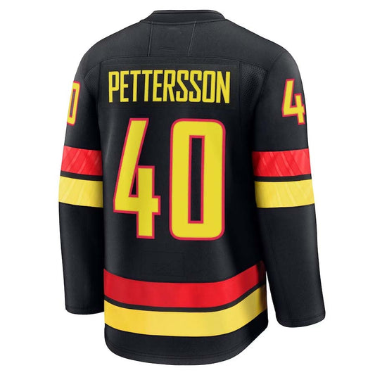 V.Canucks #40 Elias Pettersson Fanatics Player Game Jersey - Black Stitched American Hockey Jerseys