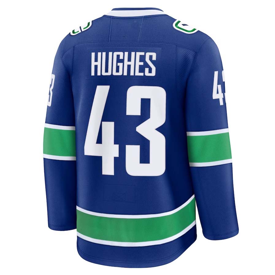 V.Canucks #43 Quinn Hughes Fanatics Player Game Jersey - Blue Stitched American Hockey Jerseys